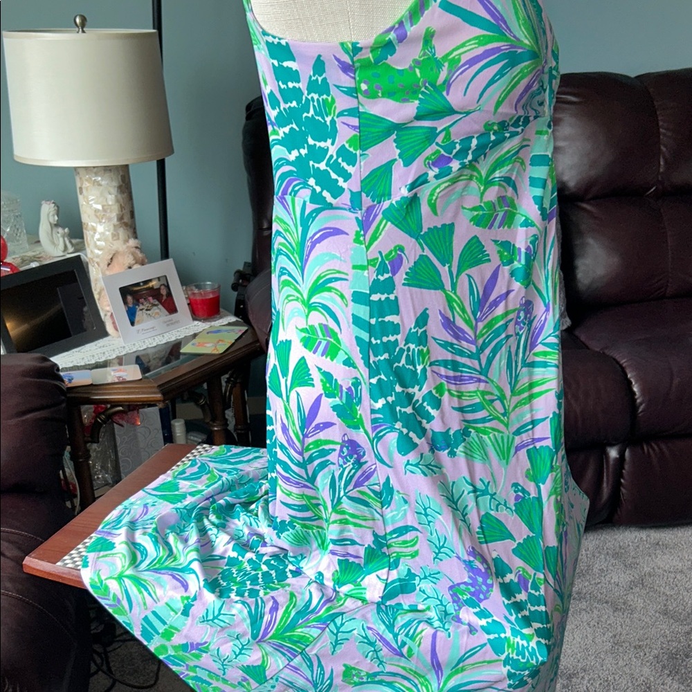 Lilly Pulitzer Green & Lavender Trop V‑Neck Spag Strap Dress S- 14 
Send Offer - Picture 4 of 8